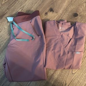 FIGS scrubs mauve top and bottom